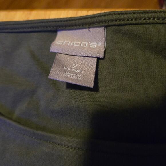 Chico’s Olive Knit Top L Side Tie - Picture 8 of 10